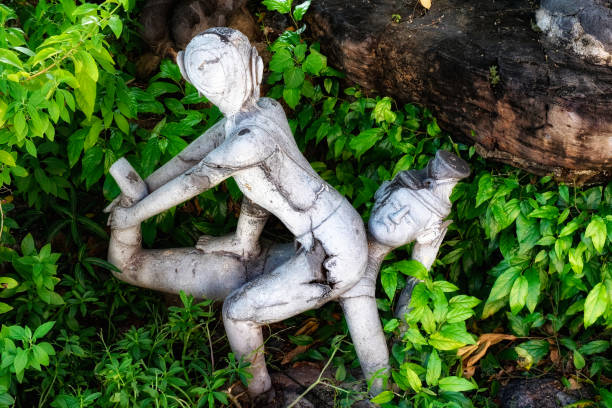 A traditional Thai sculpture depicting Thai massage.