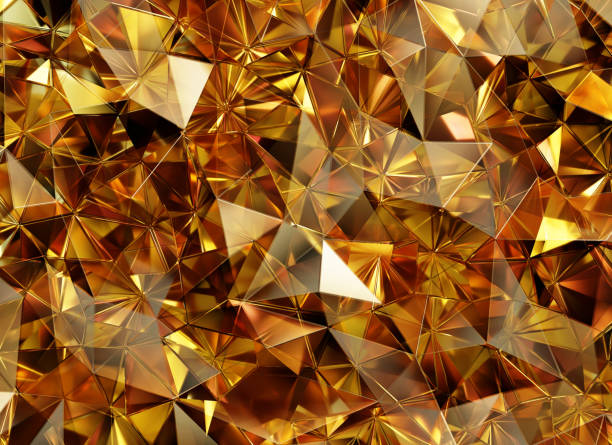 Luxury Abstract Realistic Gold Prism Crystal Reflection Close Up Background 3D rendering