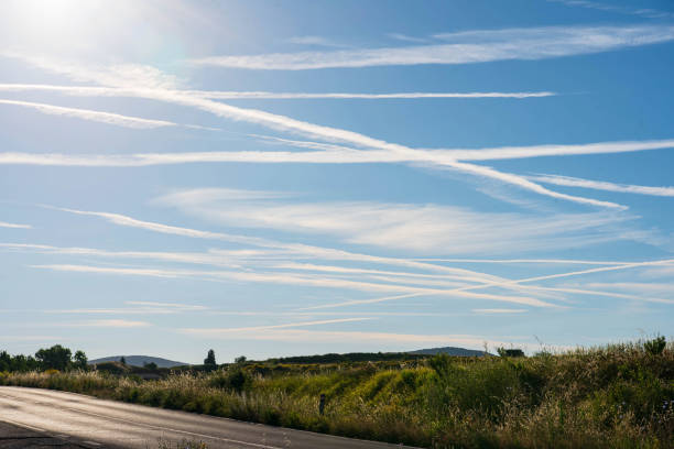 Airplanes Trails on the Morning Sky