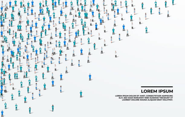 istock A large group of doctors on white background. Doctor people crowd seamless background. Doctors day concept. Vector illustration 2167450812
