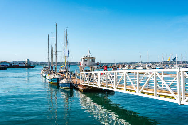 Brixham harbour England with sailing barges