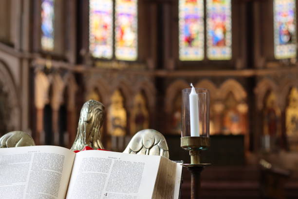 istock Eagle lectern inside a traditional Christian church 2167452700