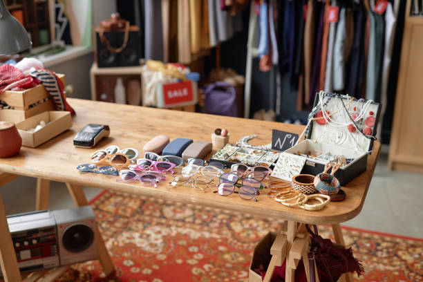 istock Tabletop Display at Second Hand Shop Offering Used Goods 2167456168