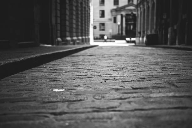 istock Cobblestone Alleyway in Black and White 2167456205