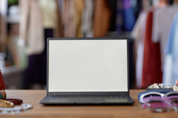 istock White Blank Screen of Laptop on Table at Second Hand Store 2167456251