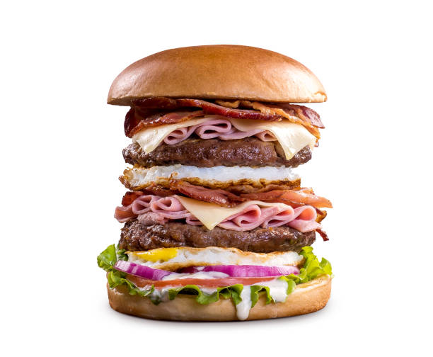 Giant Double Super Burger with Eggs, Cheese, Ham, and Bacon