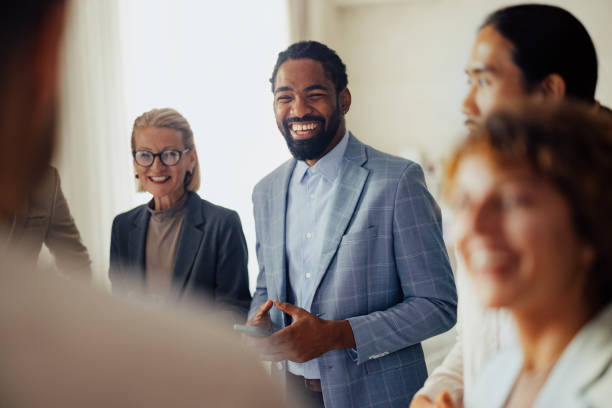 Diverse Group of Professionals Collaborating in Modern Office