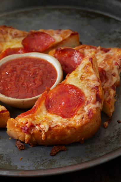 istock Crispy Air Fried Garlic Bread Pepperoni Pizza 2167467724