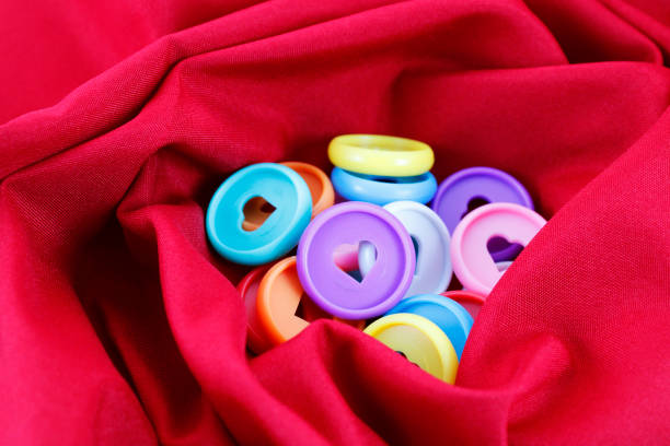 Colorful circles with openwork heart in their center