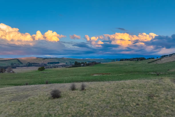 istock Sunset views over rural farmland with clouds 2167475075