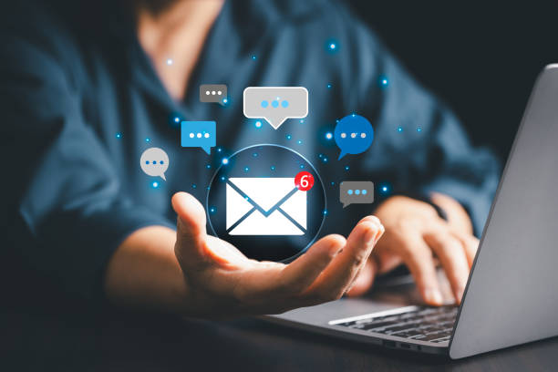 istock Client received an electronic mail containing a marketing message, seamlessly delivered through cyberspace in vast online web. electronic mail, cyberspace, client, letter, mail, marketing, message. 2167476408
