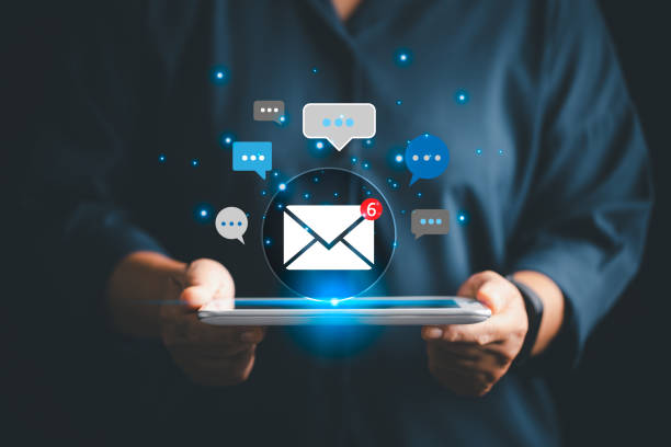 istock Business utilized electronic mail as key technology for communication, sending marketing messages and letters through cyberspace to maintain contact with clients. electronic mail, cyberspace, letter. 2167476410