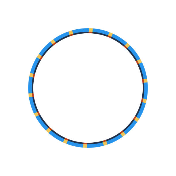 istock Hula hoop blue yellow icon. Kids hoop. Sport equipment for workout. Training accessories for fitness club or home exercises. Flat vector illustration isolated on white 2167480108