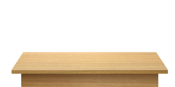 istock Wood table with perspective view. Wooden desk isolated on transparent background with top front view. Realistic kitchen board vector illustration. Rustic countertop of timber surface 2167480143