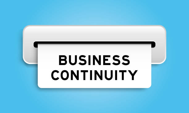 istock White coupon banner with word business continuity from machine on blue color background 2167488493
