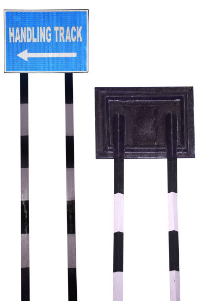 istock handling Trek sign board with arrow, blue board, white isolated 2167494276