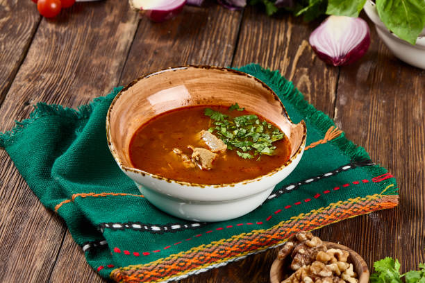 istock Traditional Kharcho Soup with Veal Garnished with Fresh Herbs 2167499485