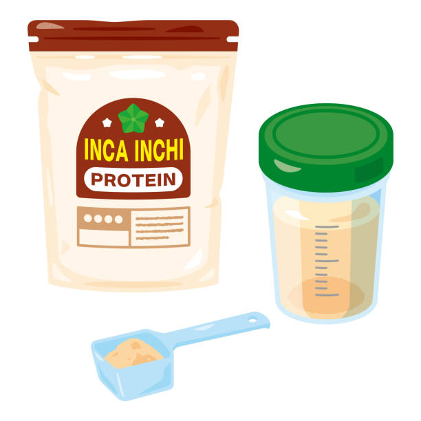inca inchi protein set - protein ilustrasi stok