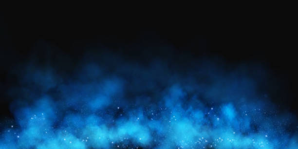 istock Fantastic smoke background. Blue magic smoke with glitter and small particles of twinkling stars, fog with glowing particles, multicolored steam with stardust. Vector illustration. 2167506684