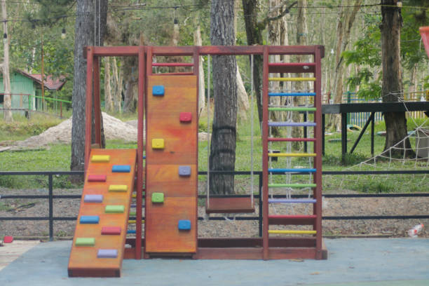 Climbing wall for young children in a children's area