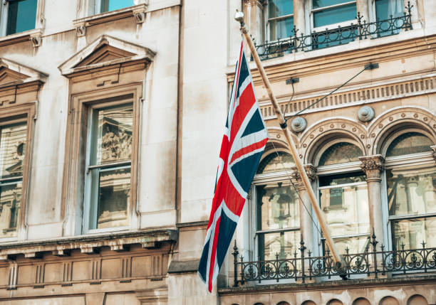 london with british flag on the streets