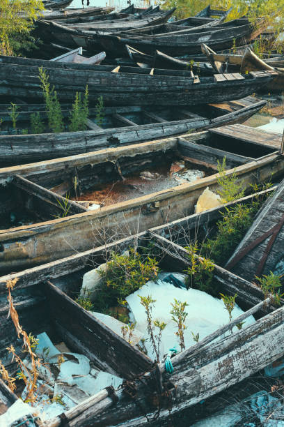 Old abandoned boat on the shore