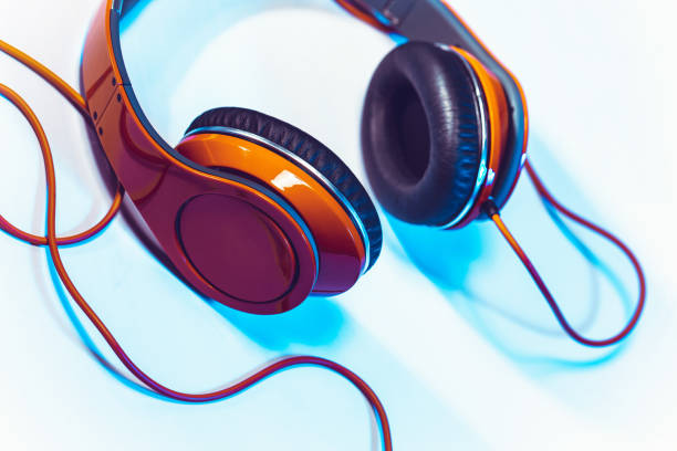 Headphones and laptop on the table