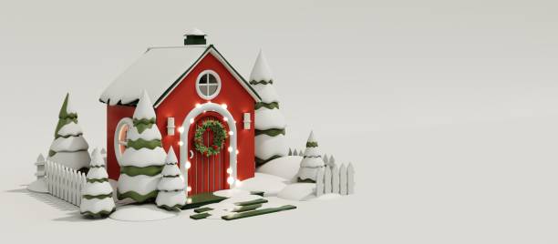 istock 3d render of christmas house. 2167517355