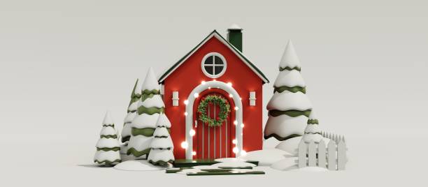 istock 3d render of christmas house. 2167517360