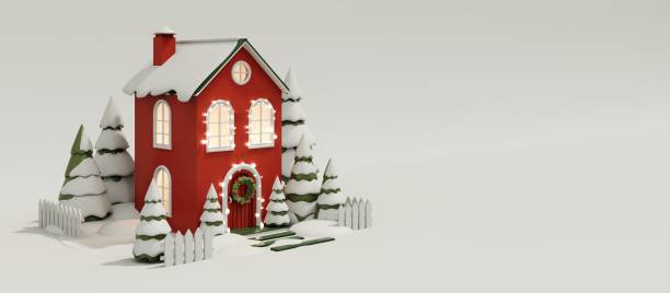 istock 3d render of christmas house. 2167517362