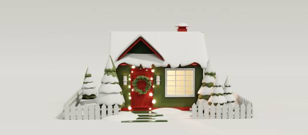 istock 3d render of christmas house. 2167517365