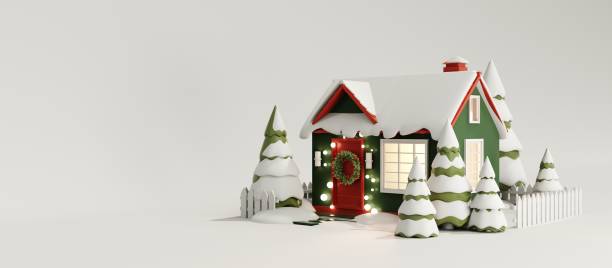 istock 3d render of christmas house. 2167517368