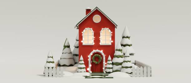 istock 3d render of christmas house. 2167517384