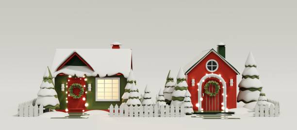 istock 3d render of christmas house. 2167517388