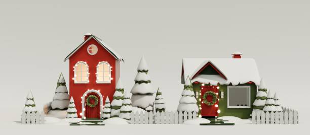 istock 3d render of christmas house. 2167517389