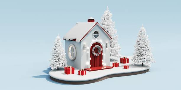 istock 3d render of christmas house. 2167517390