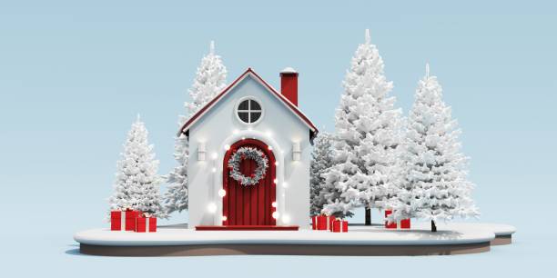 istock 3d render of christmas house. 2167517397