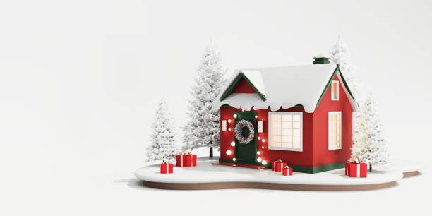 istock 3d render of christmas house. 2167517407