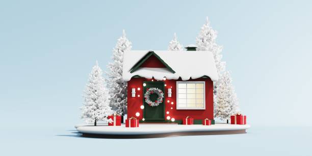 istock 3d render of christmas house. 2167517410