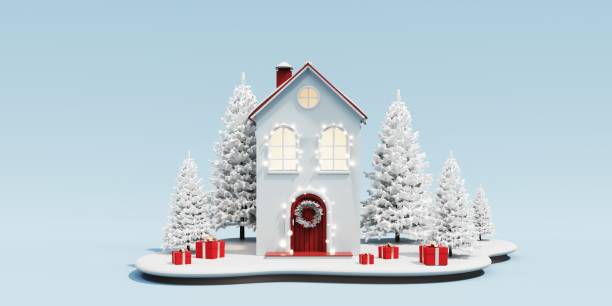 3d render of christmas house.