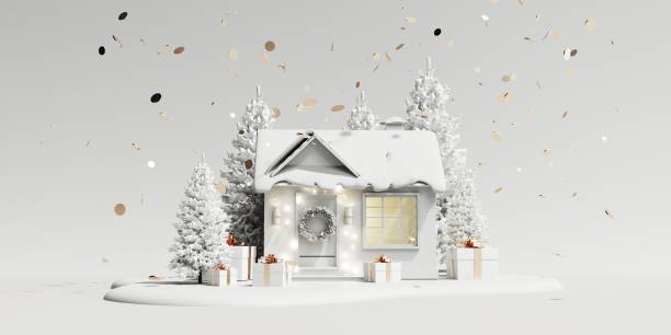 istock 3d render of christmas house. 2167517425