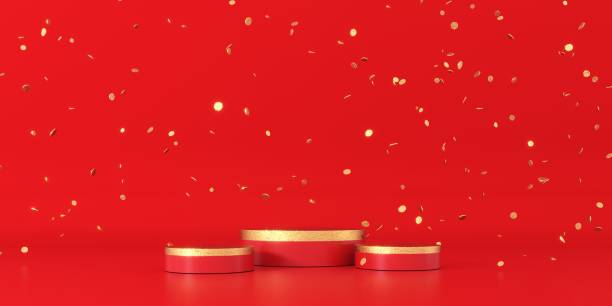 istock Christmas background with gold platform and  toys - 3d render. 2167518155