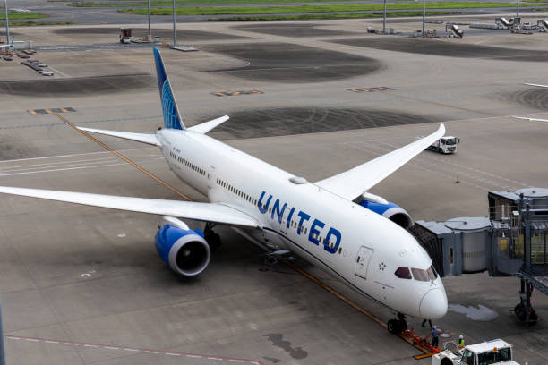 Tokyo, Japan - September 1, 2022 : United Airlines Boeing 787-9 Dreamliner at Tokyo International Airport (Haneda Airport) in Japan.