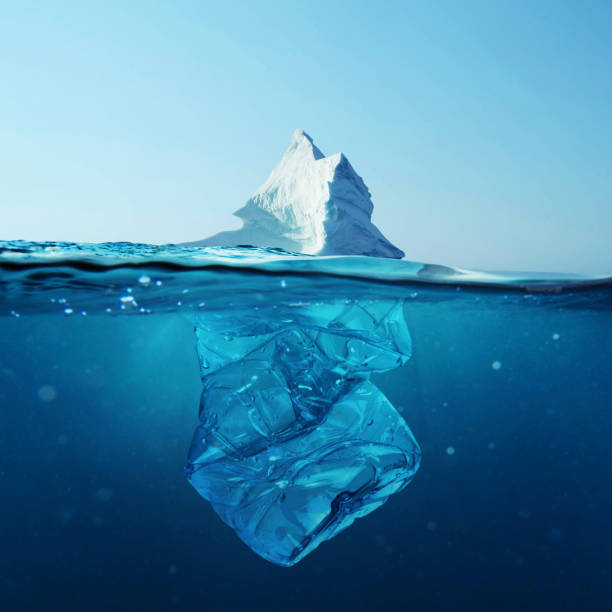 istock Iceberg with bottle in the ocean underwater. Environmental pollution. Plastic water bottles pollute ocean. 2167520629