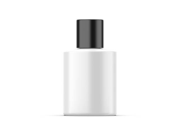 istock Clear perfume bottle mockup with cap. 3d illustration round shape bottle for fragrance. Packaging for beauty product. 2167522059