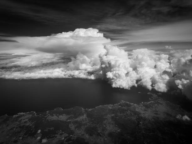 some impressive clouds can be seen in the sky during the flight