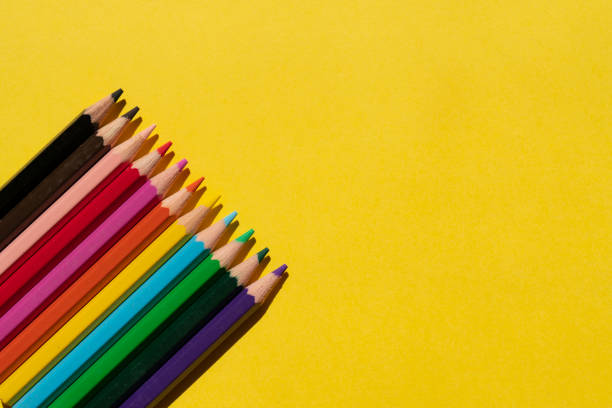 istock Colored pencils on the yellow background 2167527056