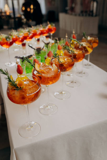 istock Welcome drink with cocktail glasses and drinks at an event. Alcoholic beverages at a wedding 2167527749