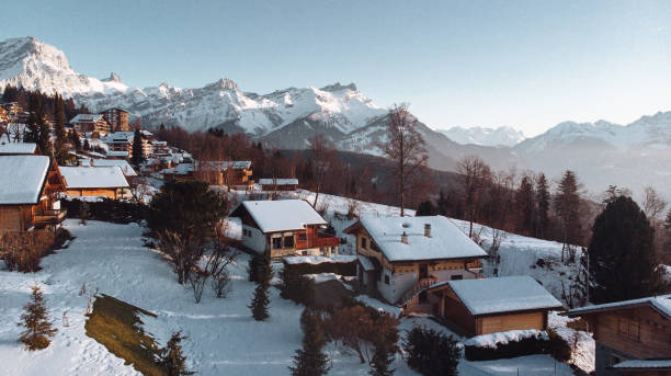 Les Diablerets in the Vaud Canton Switzerland in Winter with snow