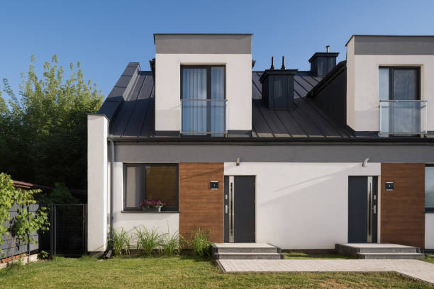 istock Exterior of modern terraced house 2167533133
